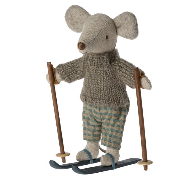 Maileg: Mouse in Winter Styling con Skis Big Brother 13 cm