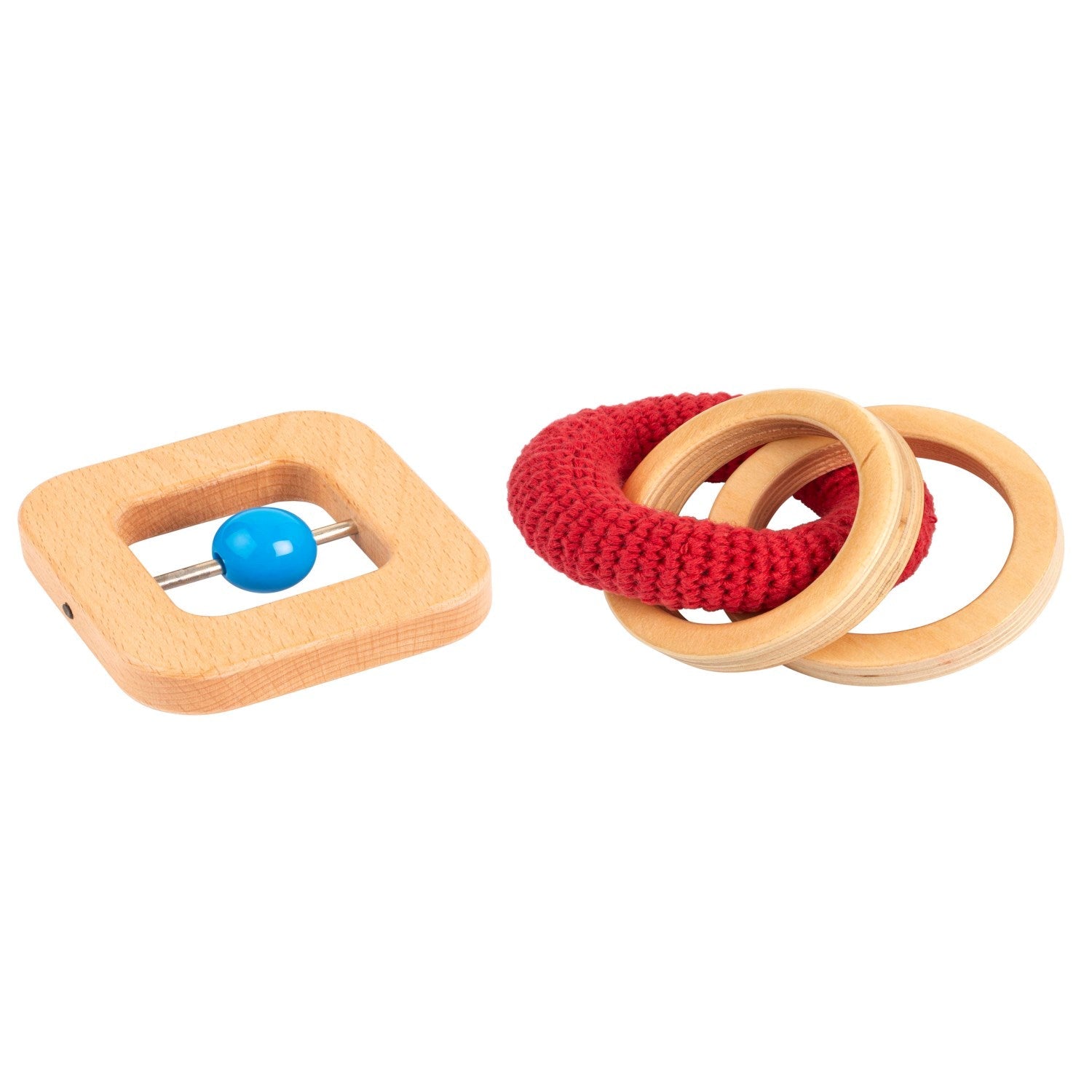 Educo: juego de madera de sonajeros y anillos