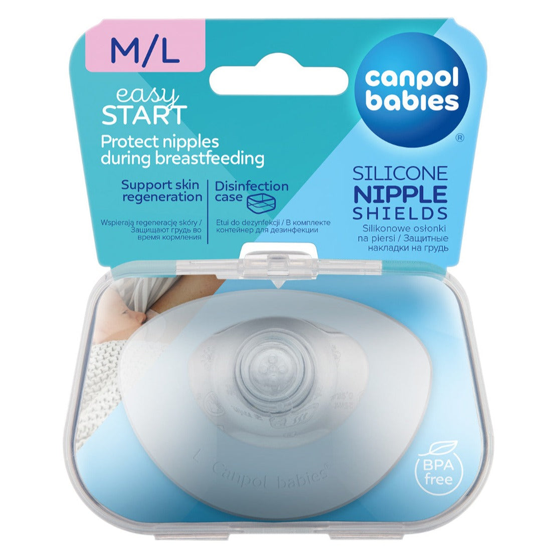 „Canpol“ kūdikiai: „EasyStart“ silikono krūties skydai M/L 2 PCS.