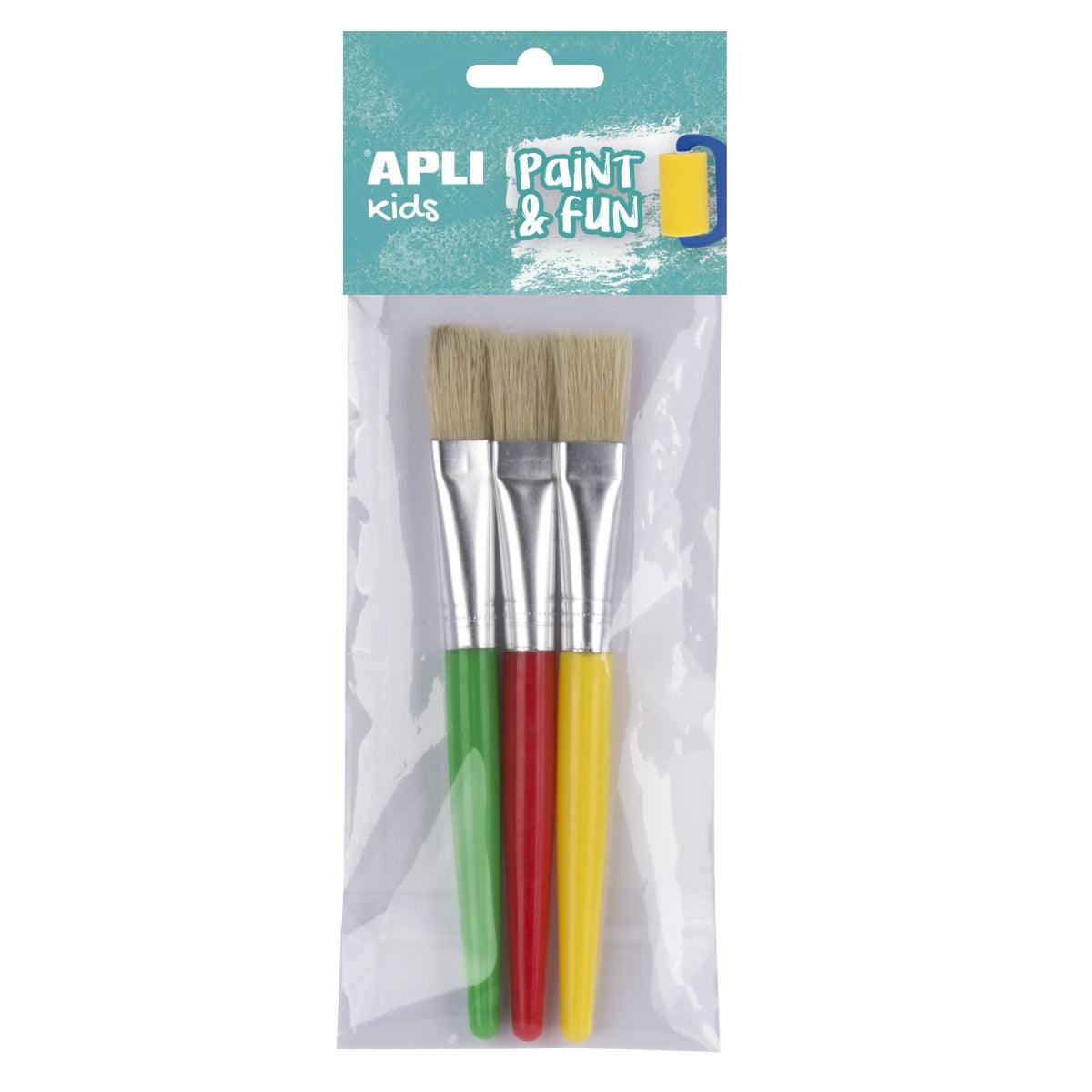 Apli Kids: large brushes with a flat tip 3 pcs.