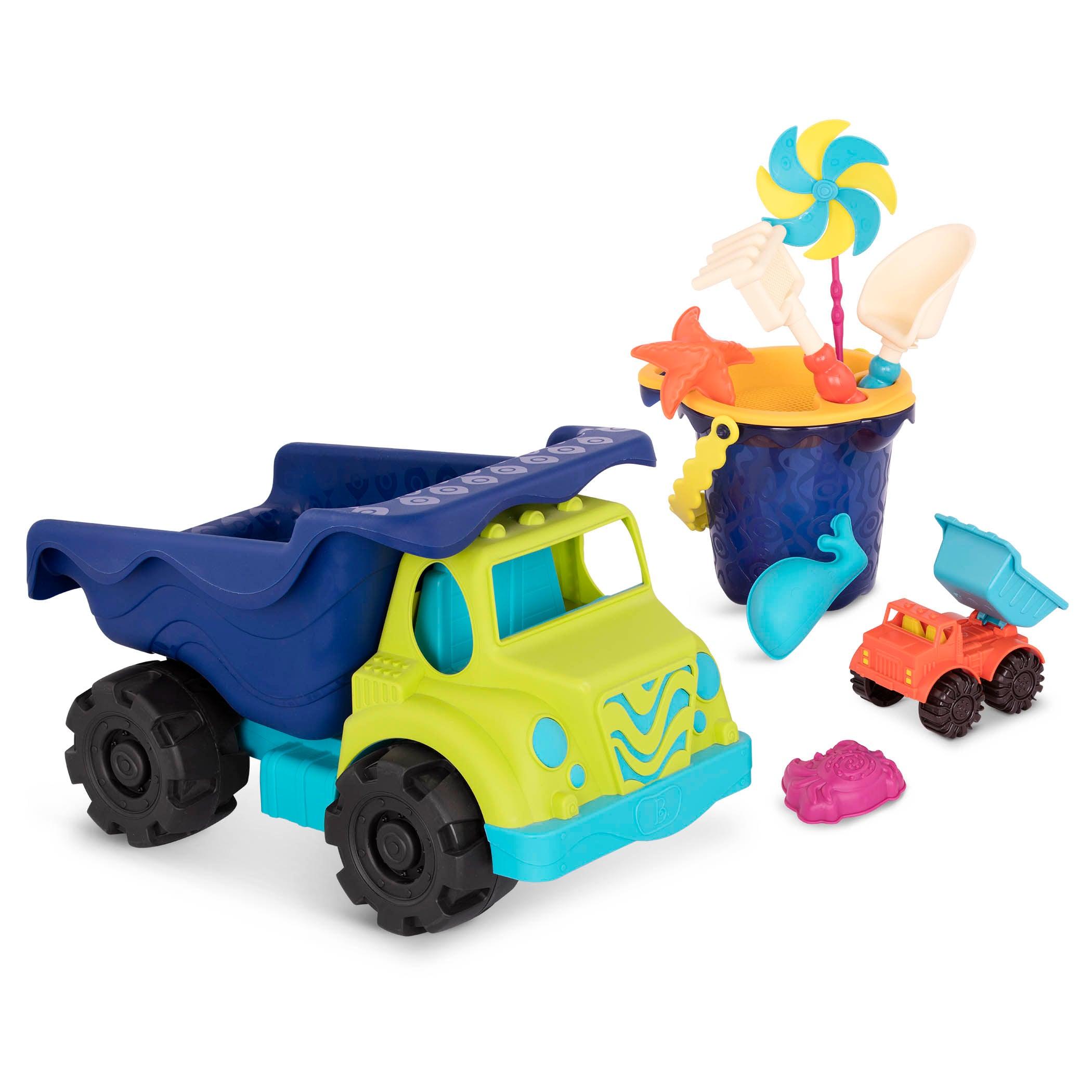 B.Toys: Giant Dump Truck + hink med sandtillbehör Colossal Cruiser & Sand Ahoy