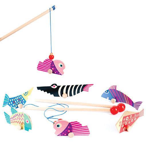 Bajo: wooden fishing rod dexterity toy Catching Fish - Kidealo