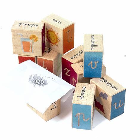 Bajo: wooden blocks Written Alphabet - Kidealo