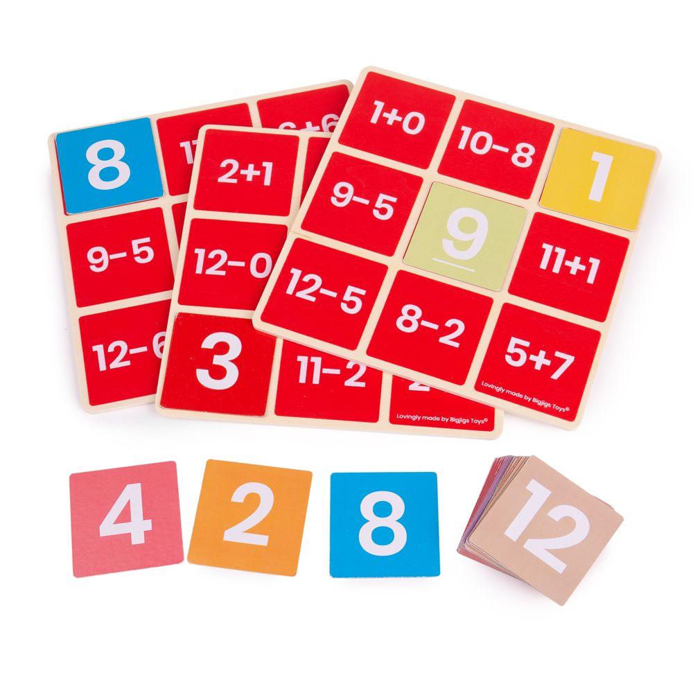 Bigjigs -lelut: Math Bingo -kortit lisäyksen ja vähentämisen oppimiseen
