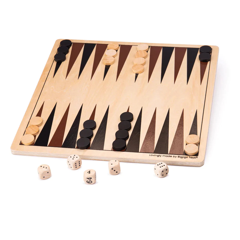Hračky Bigjigs: Drevená stolová hra Backgammon