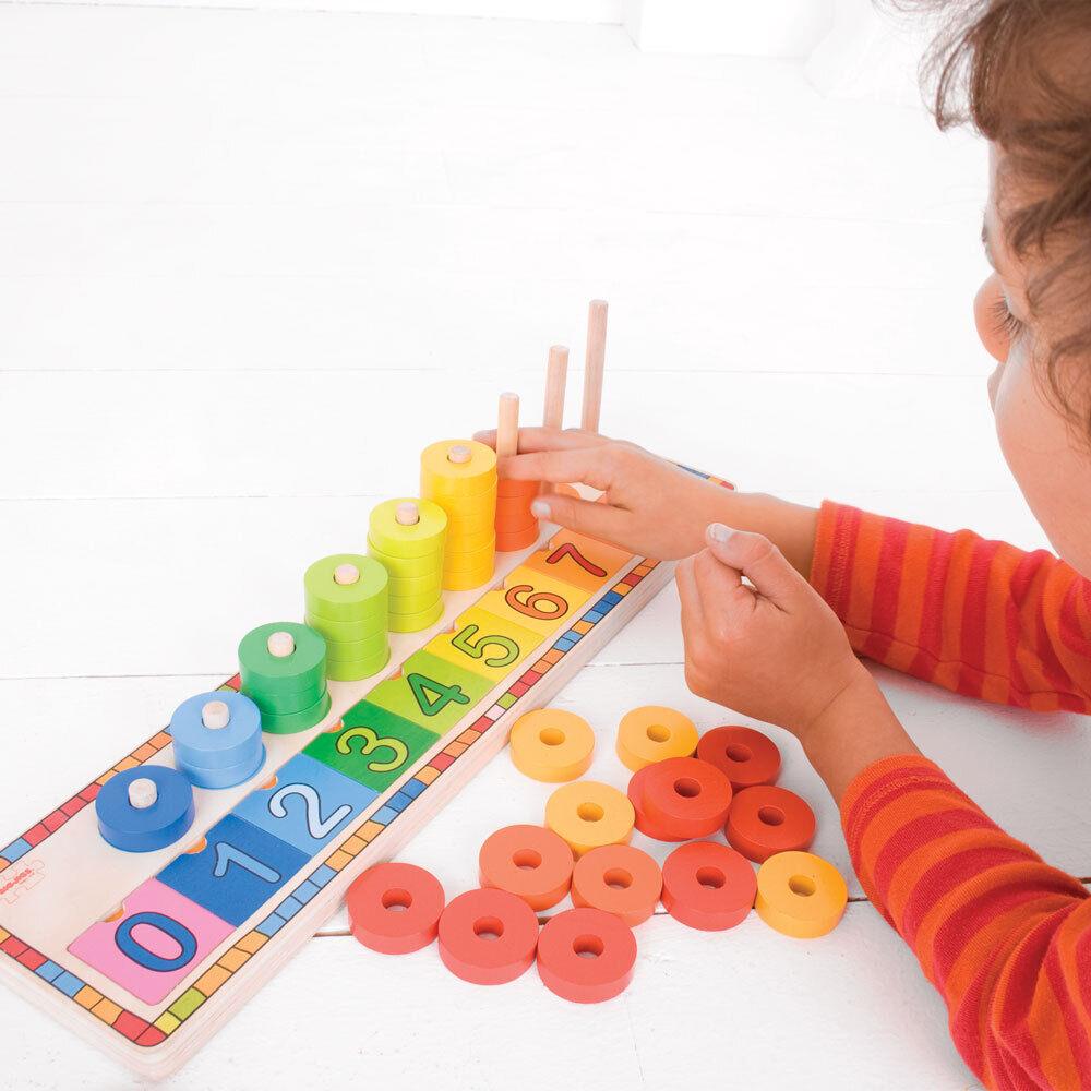 Jucării Bigjigs: Învață să numeri puzzle -ul educațional din lemn