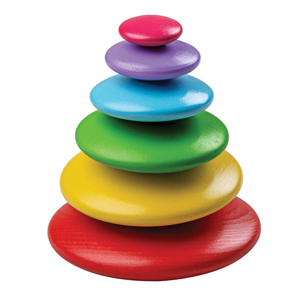Bigjigs Toys: Wooden pebbles Rainbow Stacking Pebbles
