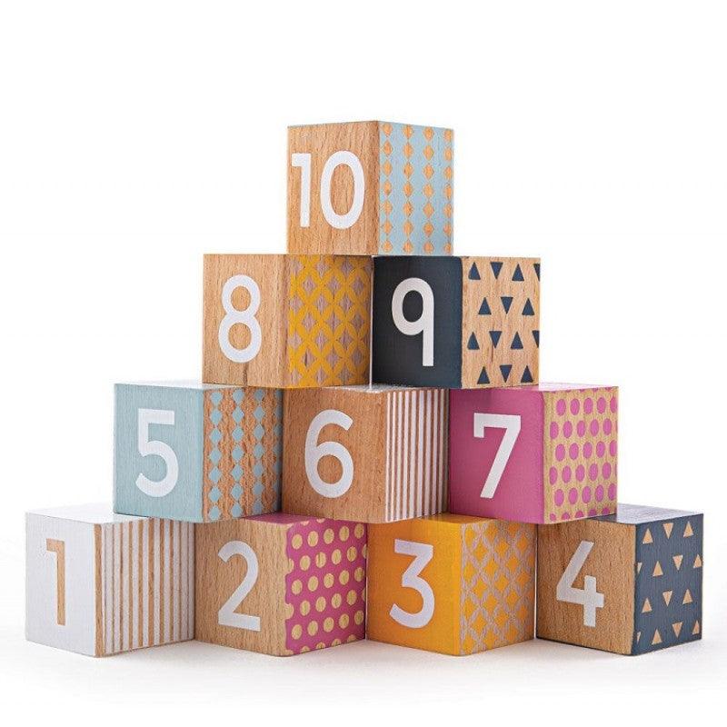 Hračky Bigjigs: Drevené kocky s číslami čísel blokov