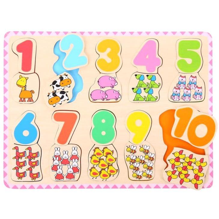 Bigjigs Toys: wooden puzzle Numbers and Colors - Kidealo