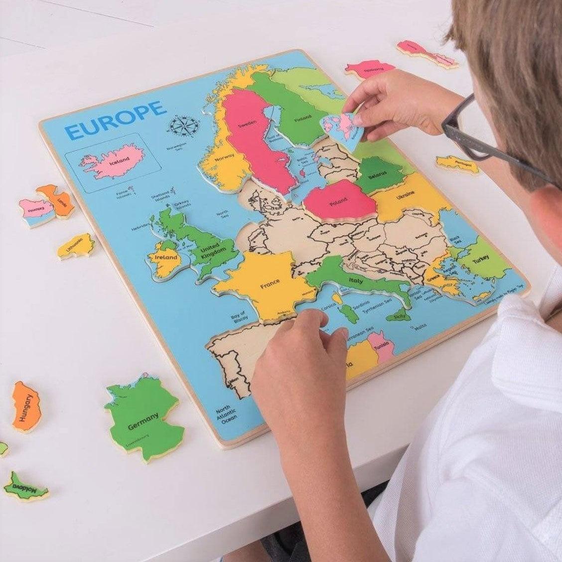 Bigjigs Spillsaachen: Holzpuzzle Kaart vun Europa