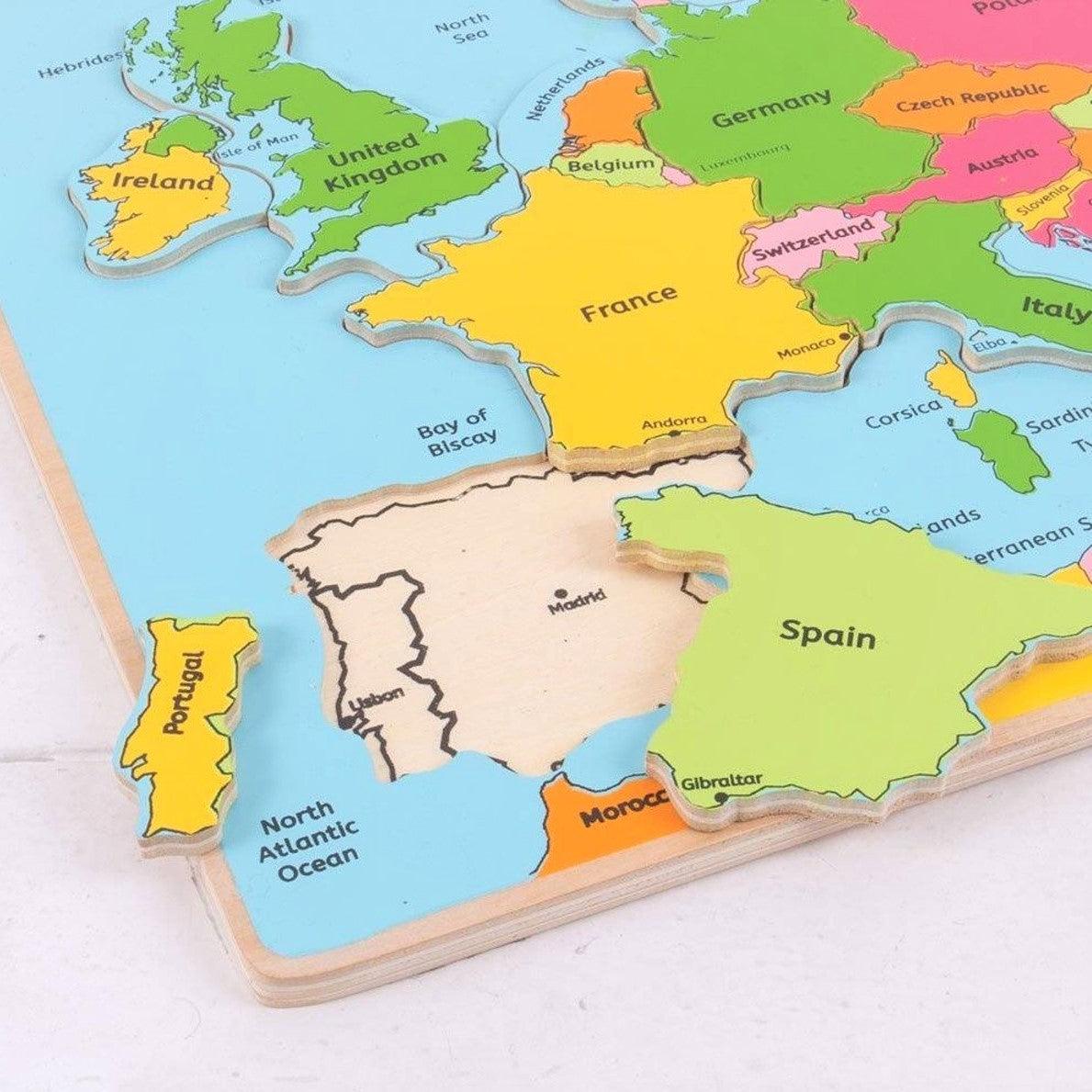 BigJigs Toys: Mapa de quebra -cabeça de madeira da Europa