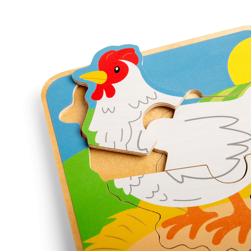Bigjigs Toys: Puzzle de cycle de vie des poules en couches en bois