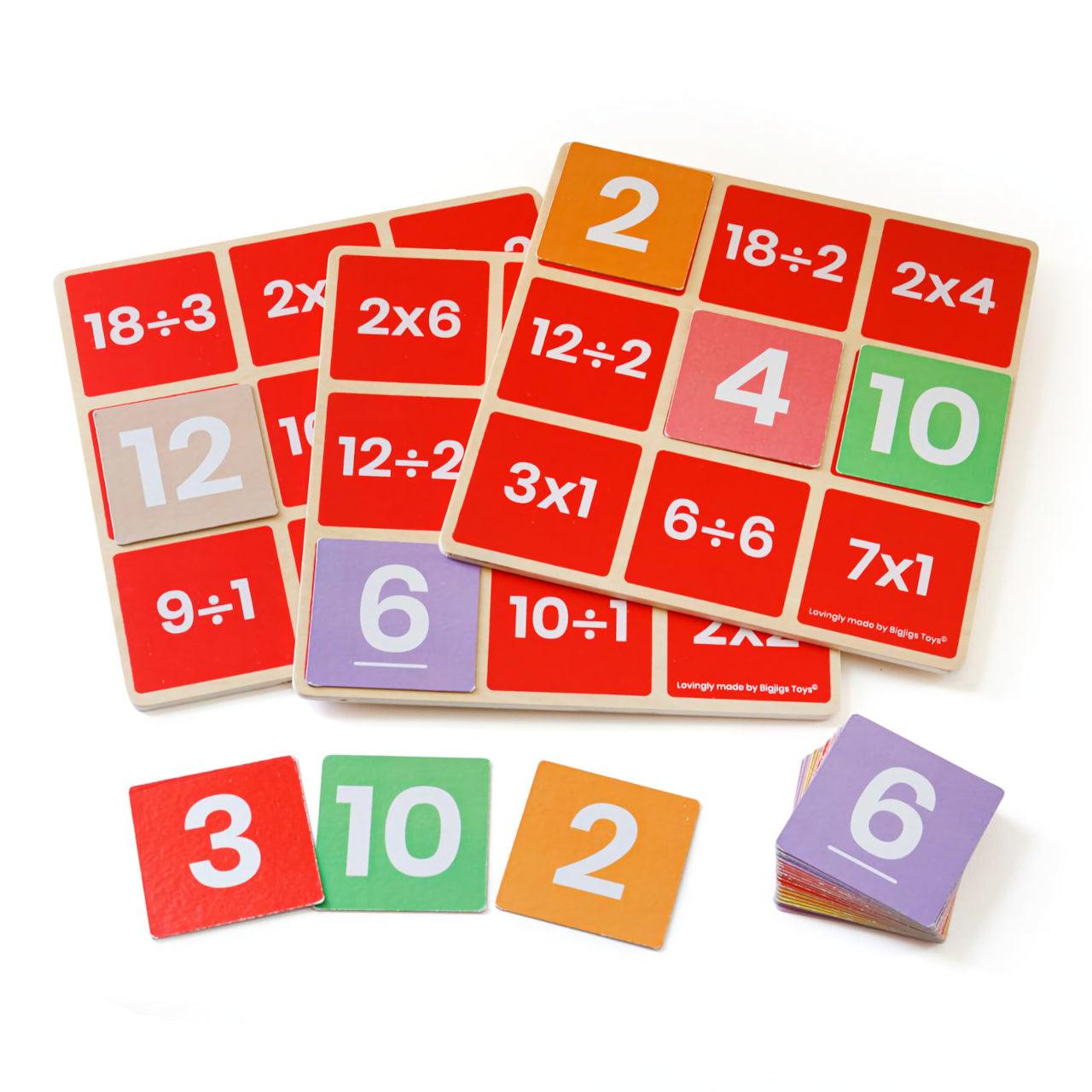 „BigJig“ žaislai: matematikos bingo daugybos ir padalijimo mokymosi kortelės