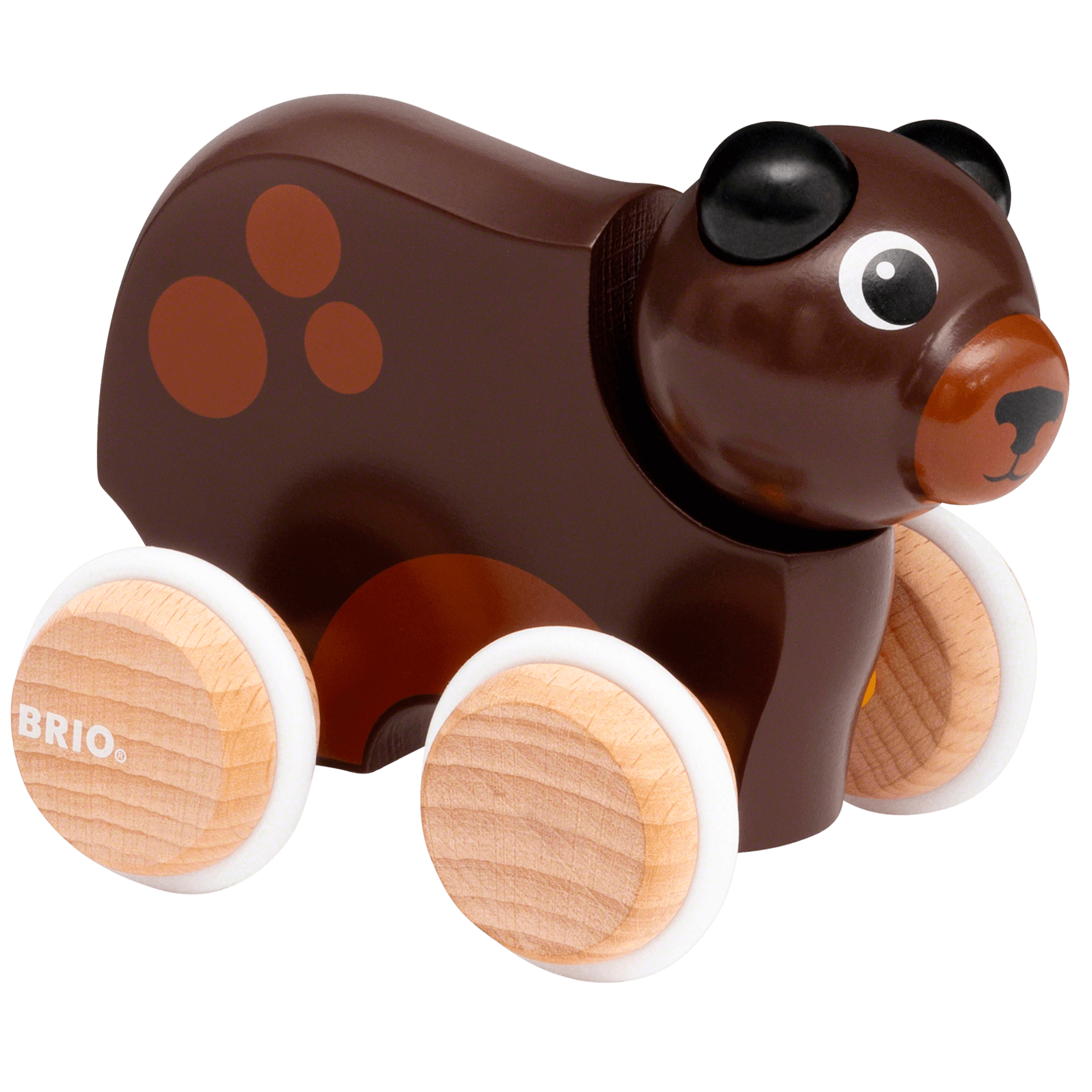 Brio: puidust tõukemänguasja mänguasja karu
