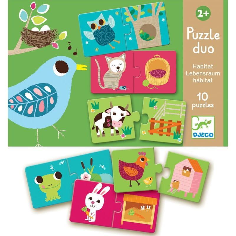 Djeco: puzzle duo Animals and their homes - Kidealo