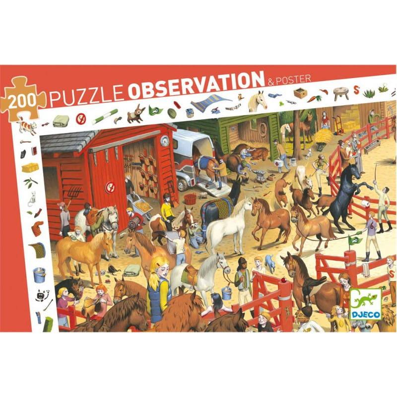 DJECO: Beobachtungspuzzle mit Poster -Reiten 200 El.