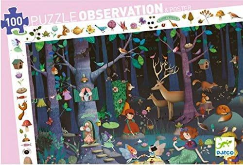 Djeco: Observation puzzle with poster Enchanted Forest 100 el. - Kidealo