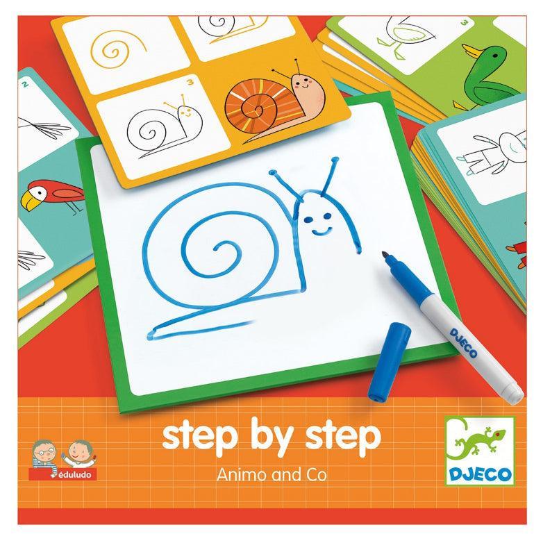 Djeco: Step by Step Animo drawing learning kit - Kidealo