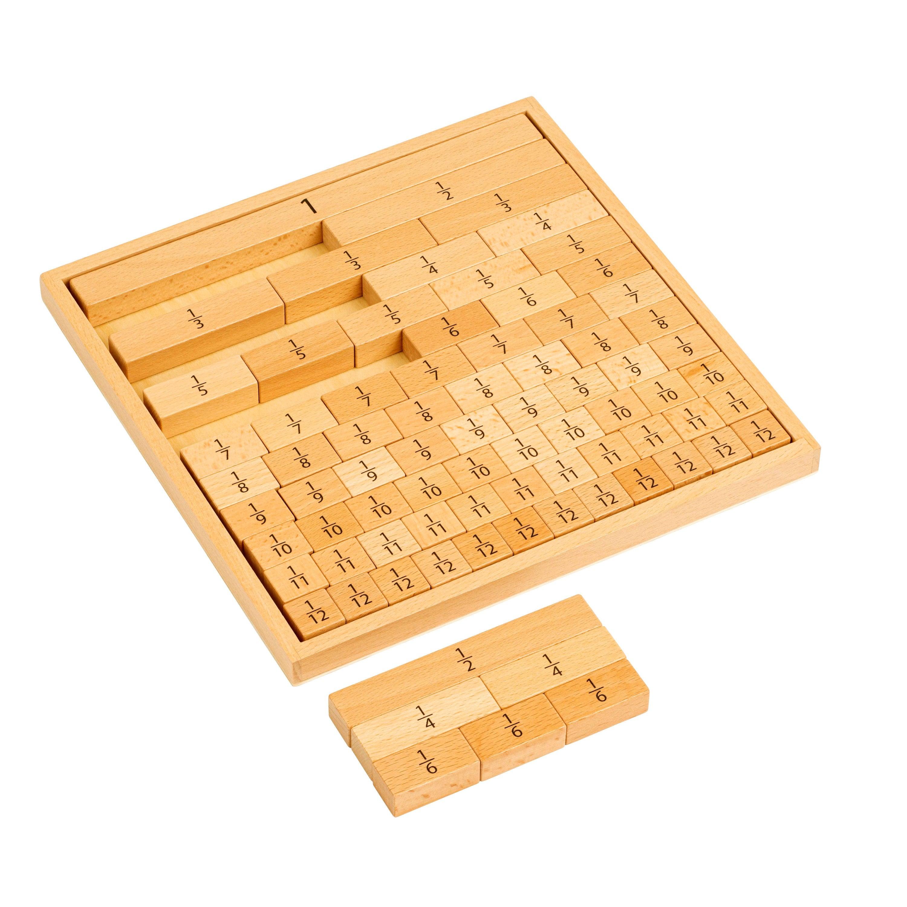 Educo: Blocs de fractions d'aide aux mathématiques en bois en bois