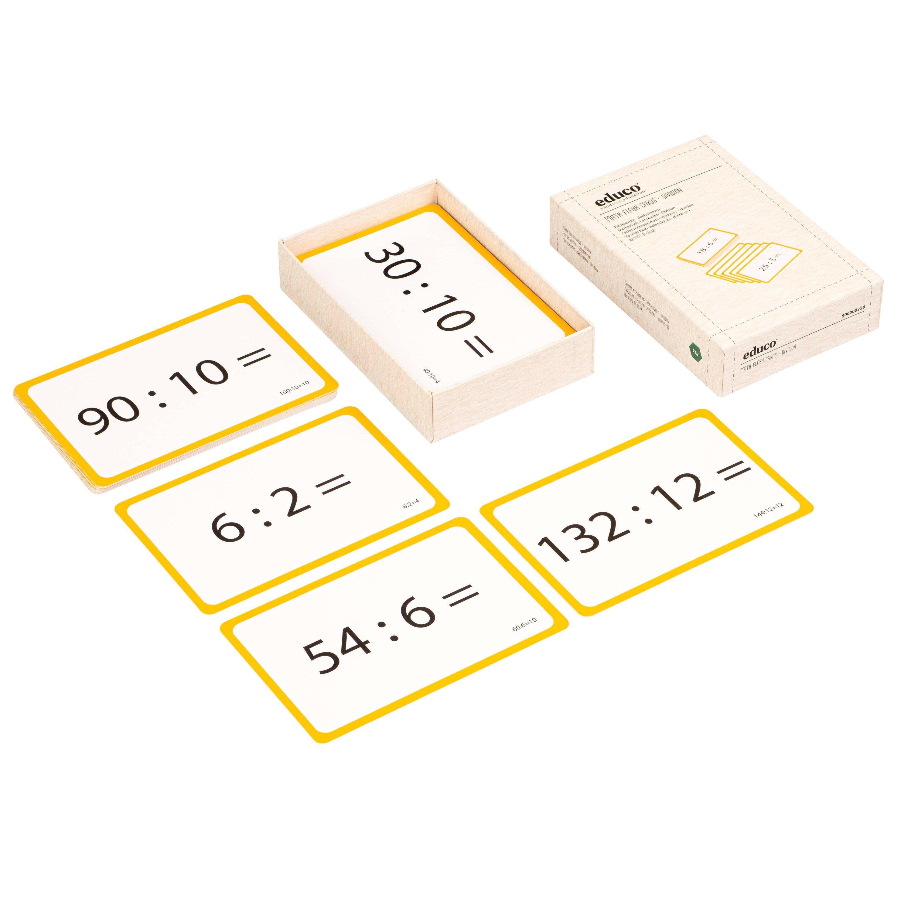 Educo: Carduri flash de matematică Divizând carduri flash matematice