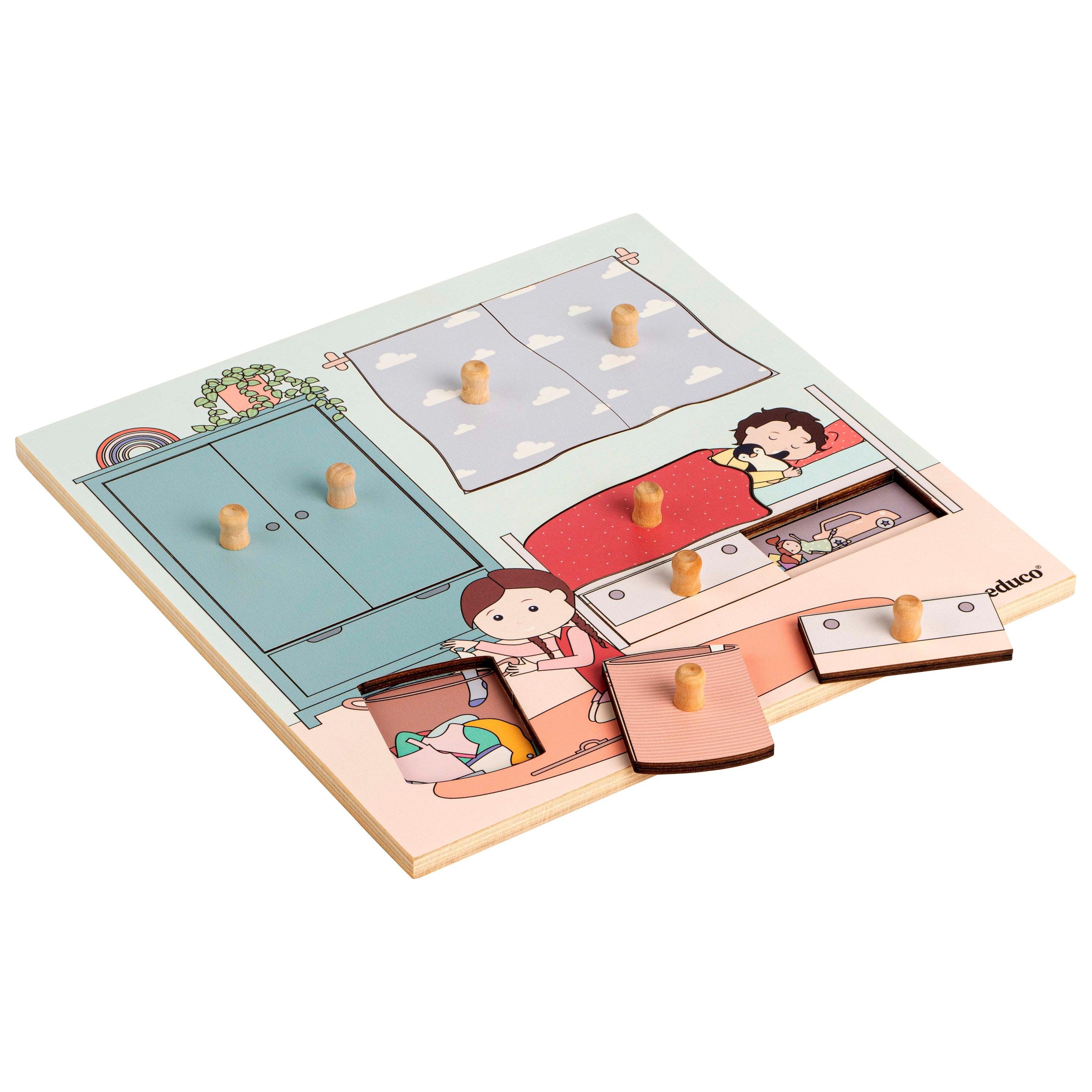 Educo: Surprise Puzzle The Bedroom puzzles with clothespins