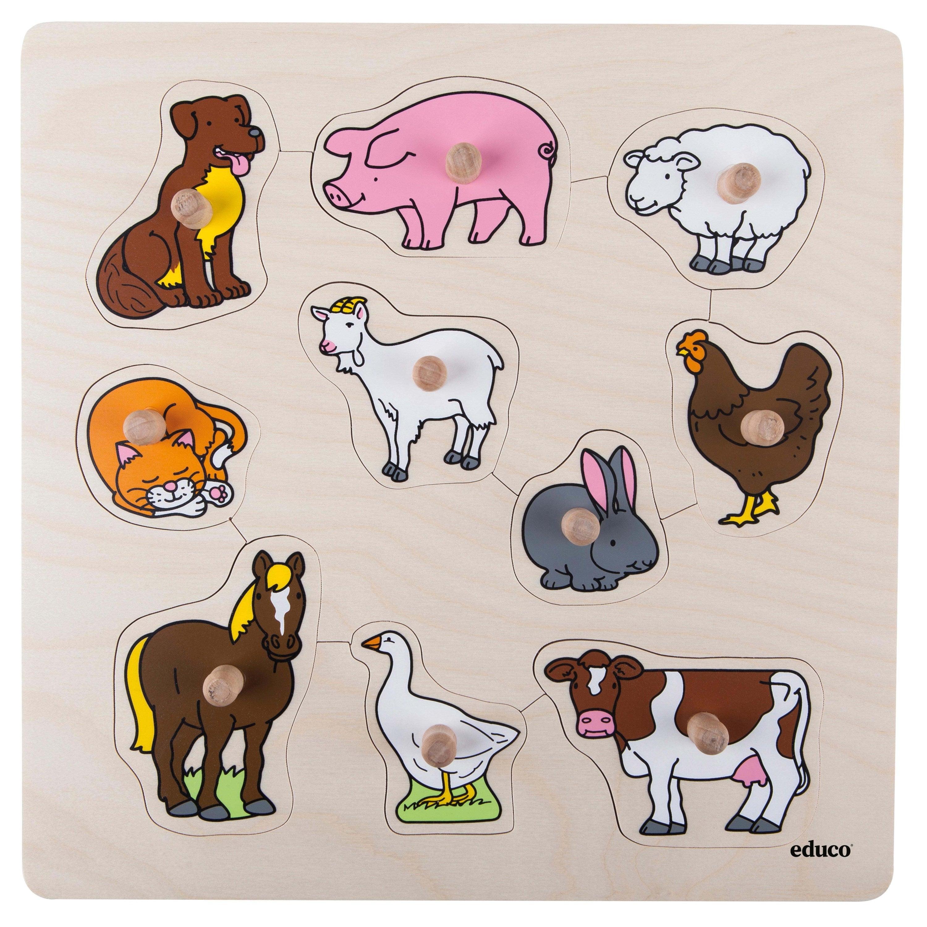 Educa: Knob Puzzle Animals Farm Animals