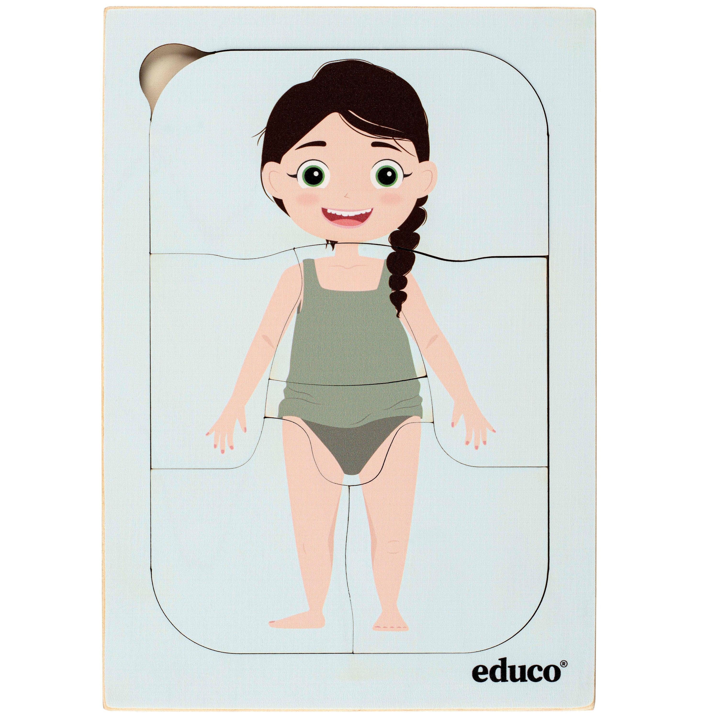 Vzdělávání: Vrstvená hádanka anatomie dívky lidské tělo