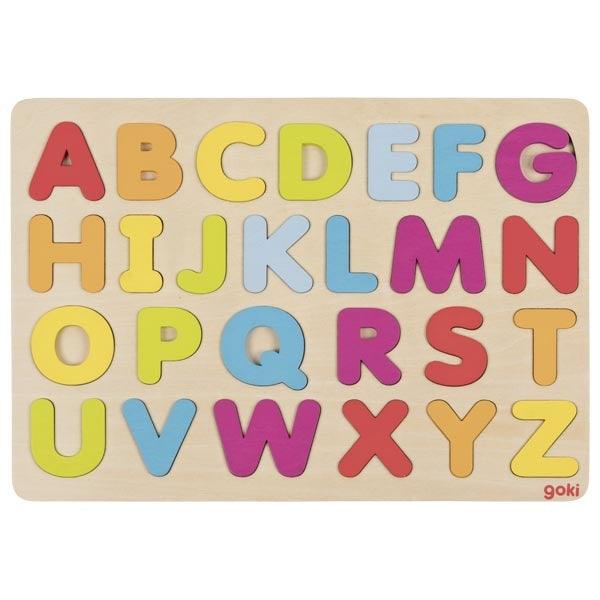 Goki: wooden puzzle colorful Alphabet
