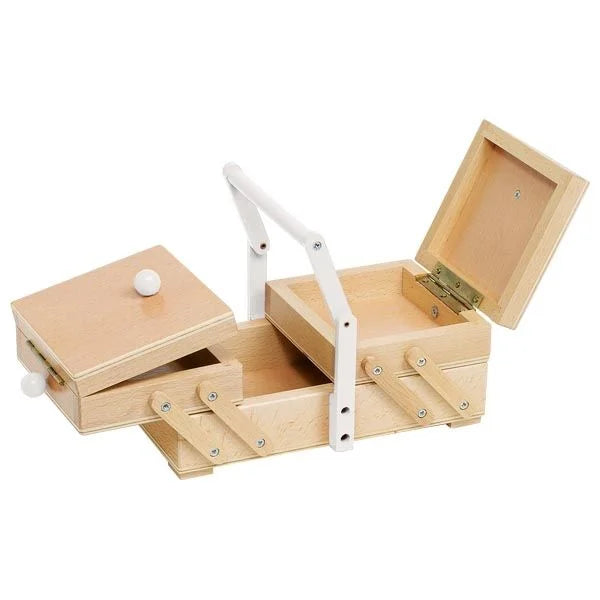 Goki: дървена сгъваема кутия за шевни принадлежности