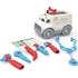 Brinquedos verdes: ambulância e pequena ambulância do médico