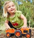 Green Toys: orange tractor with trailer - Kidealo