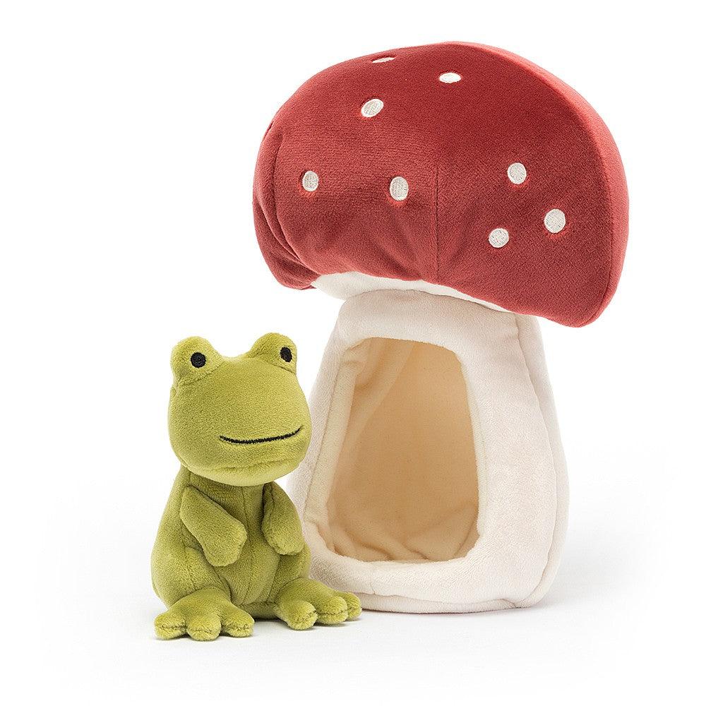 Jellycat: Frog mascot in mushroom house Forest Fauna Frog 21 cm