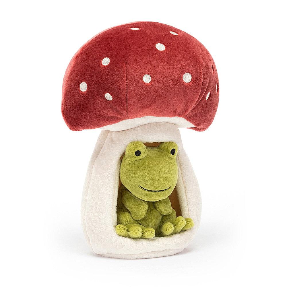 Jellycat: Frog mascot in mushroom house Forest Fauna Frog 21 cm