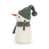 Jellycat: пухкав снежен човек със зелена шапка Maddy Snowman 18 см