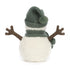 Jellycat: kælen snemand med grøn kasket Maddy Snowman 18 cm