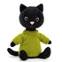 Jellycat: kælen sort kat i sweater Knitten Kitten Lime