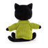 Jellycat: kuschelige schwarze Katze im Pullover -Strickkätzchen Limette