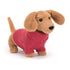 Jellycat: пухкав пуловер за дакел Sausage Dog Pink 14 см