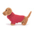 JellyCat: Cuddly Dachshund Pulover Sausage Dog Pink 14 cm