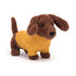 Jellycat: Cuddly takshund megztinis dešra Dog geltona 14 cm
