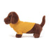 Jellycat: kuschelige Dackel -Pullover -Wursthund gelb 14 cm