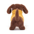 Jellycat: ennivaló tacskó pulóver kolbász kutya sárga 14 cm