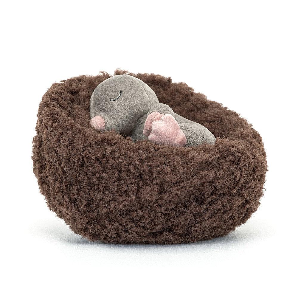Jellycat: cuddly sleeping mole in a nest Hibernating Mole 13 cm