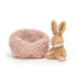 Jellycat: пухкаво спящо зайче в гнездо Hibernating Bunny 12 см
