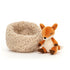 Jellycat: kælen sovende ræv i boet Hibernating Fox 7 cm