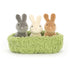 Jellycat: Bunnies de ninho de bunnies fofinhos 10 cm