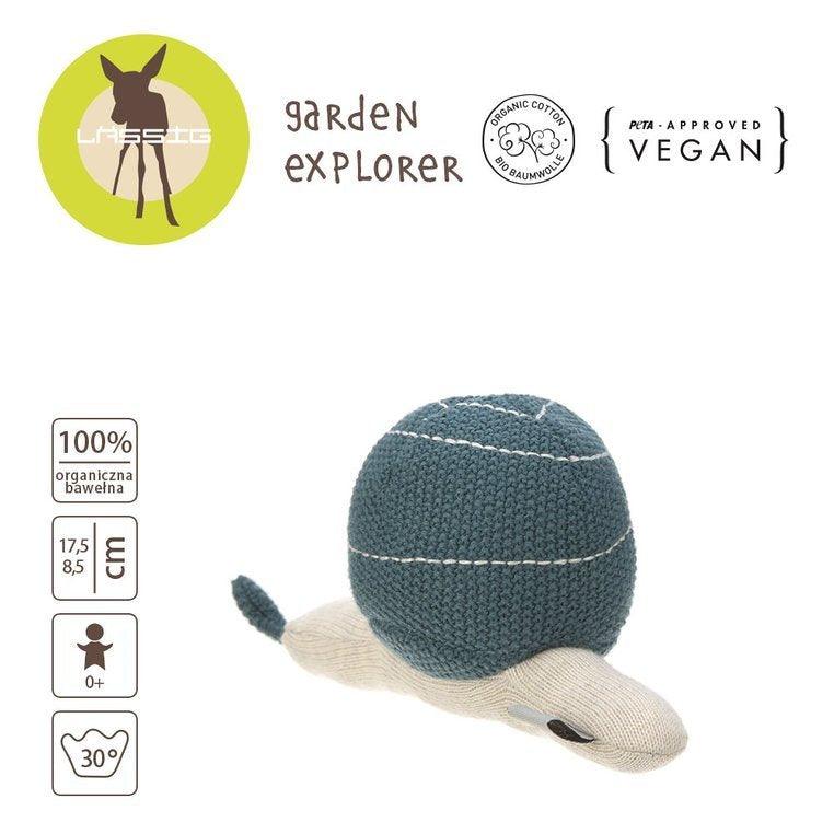 Lässig: knitted snail rattle Garden Explorer