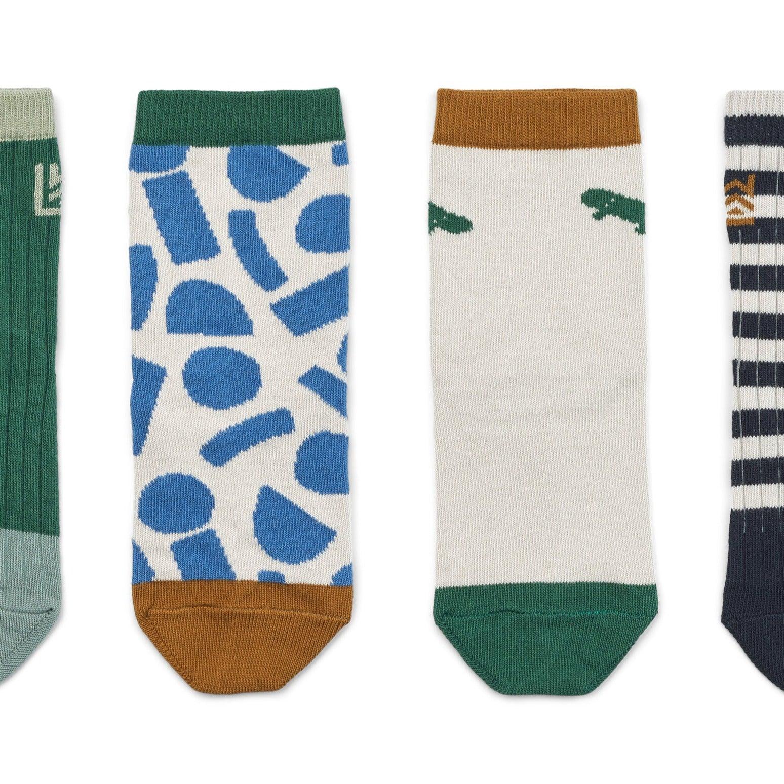 „Liewood“: Dažų smūgio smėlio 4 pakuotės vaikų medvilnės kojinės