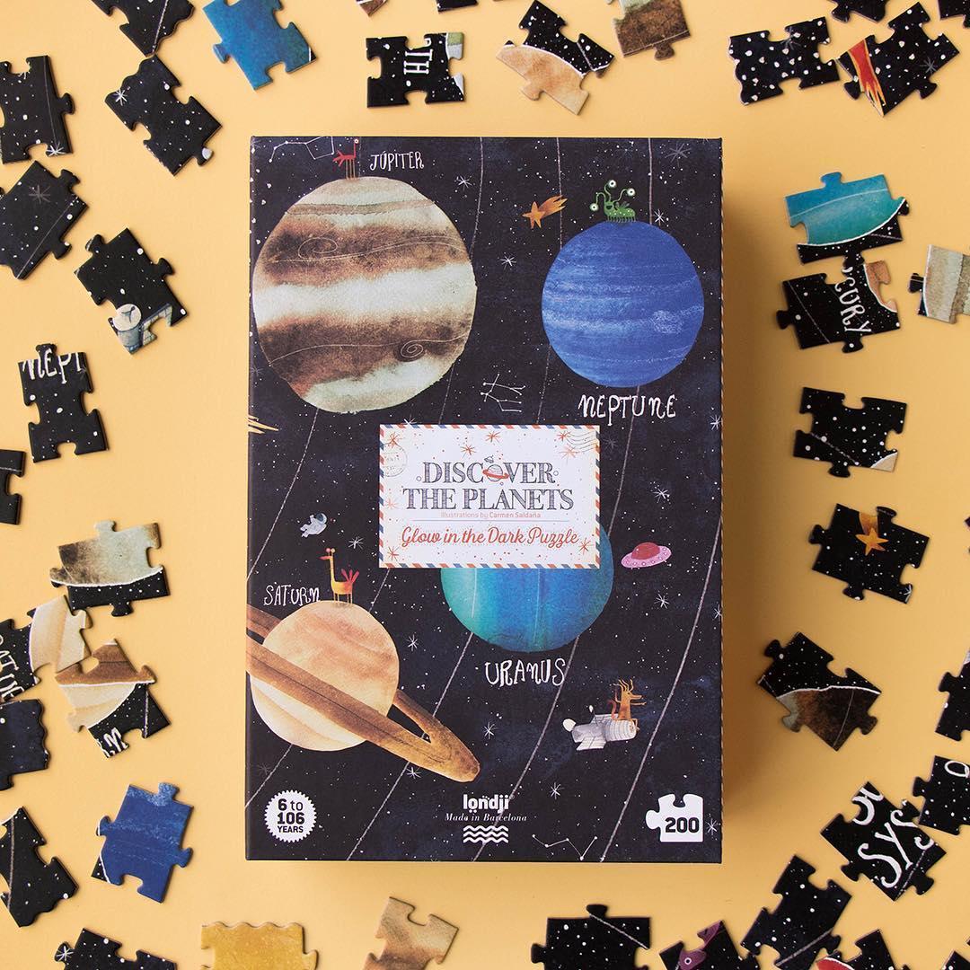 Londji: Discover the Planets 200 el. glow-in-the-dark puzzle. - Kidealo