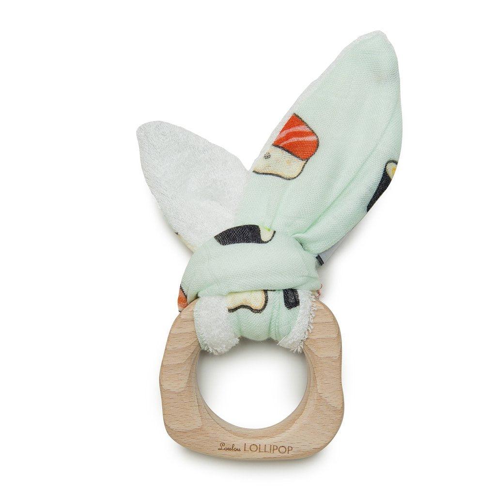 Loulou Lollipop: wooden and muslin Bunny Ear teether